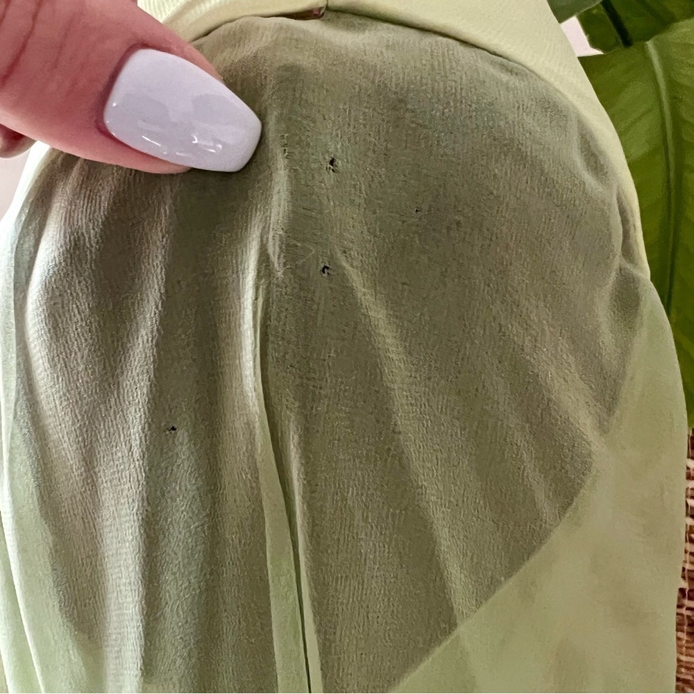 Vintage Light Green Chiffon & Taffeta Maxi Handmade Dress - Picture 8 of 16